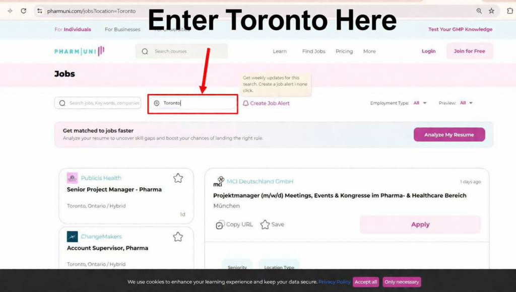 customizing resume for pharmaceutical jobs in Toronto with GMP compliance and regulatory affairs focus